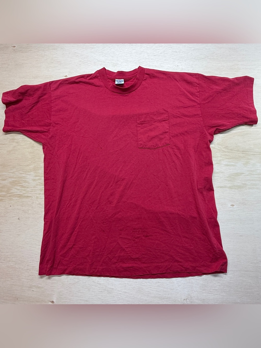 Vintage BVD Pocket T Shirt XXL Made in USA Red Single Stitch Selvage Trim⁠